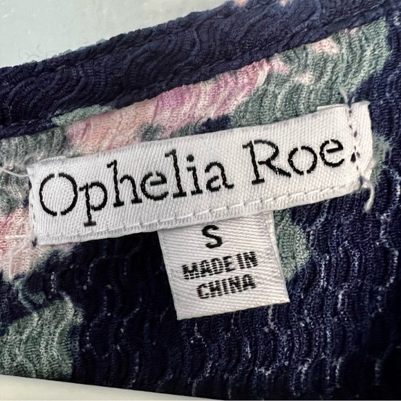 Ophelia Rose Blue Floral Print 3/4 Sleeves Blouse Size S - Picture 8 of 11